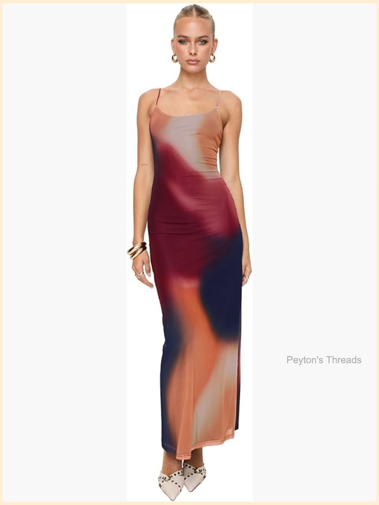 Maxi Dress With Adjustable Straps, Low Back, Bodycon Silhouette